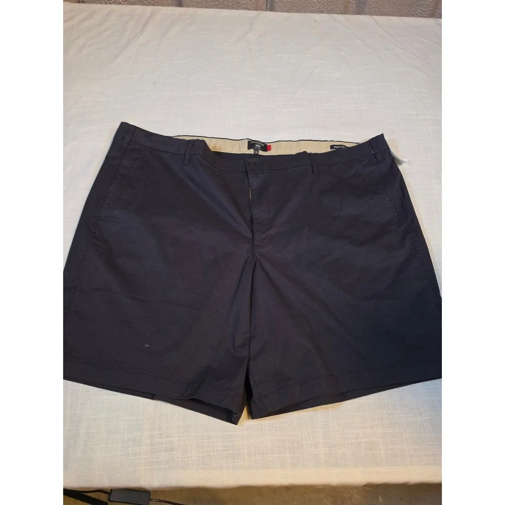 Dockers Mens Ultimate Short Big & Tall Navy Black Supreme Flex Chino Shorts 52